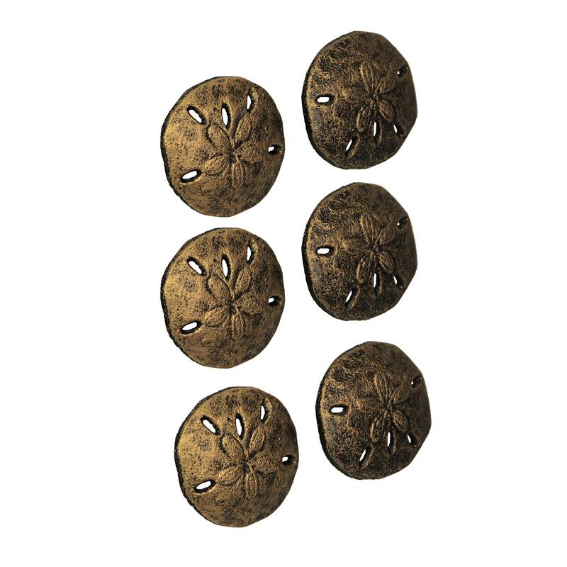 Antique Finish Sand Dollar Drawer Pulls - 6-Piece Set - 2.25 X 2.25 X 1 inches