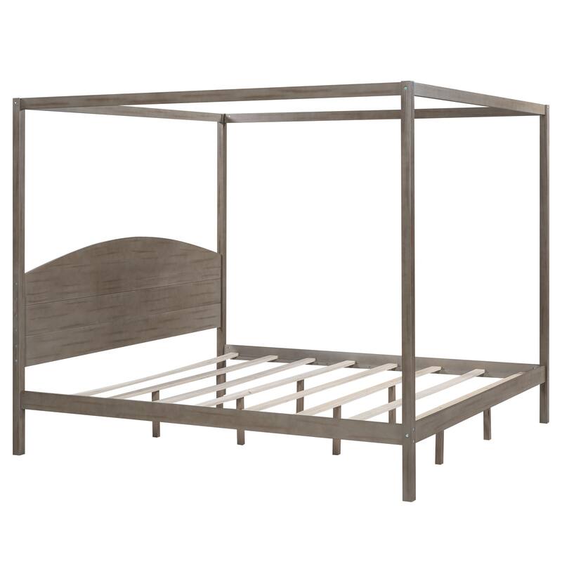 Roomfitters King Size Canopy Platform Bed with Headboard, Support Legs and Modern Frame