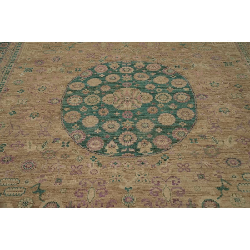 Hand Knotted Oriental 100% Wool Carpet Traditional Floral Brown Ziegler Area Rug - 9' 9'' X 8' 1''