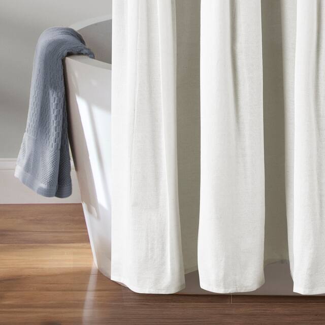 Lush Decor Two-tone Linen Button Shower Curtain
