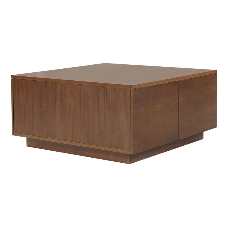 Wood Coffee Table Office Table with Four Storage Drawers, Dining Table Accent Table with Compact Square Design