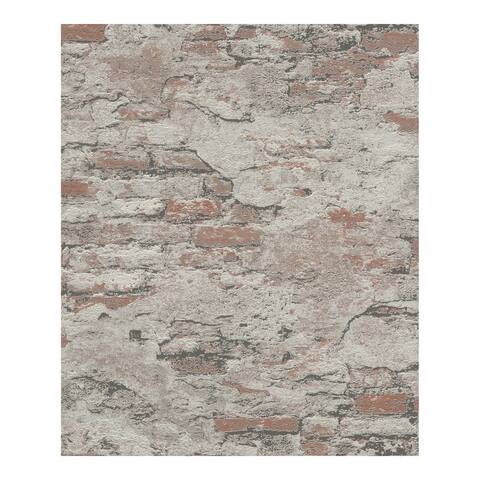 Templier Brown Distressed Brick Wallpaper - 20.5 x 396 x 0.025