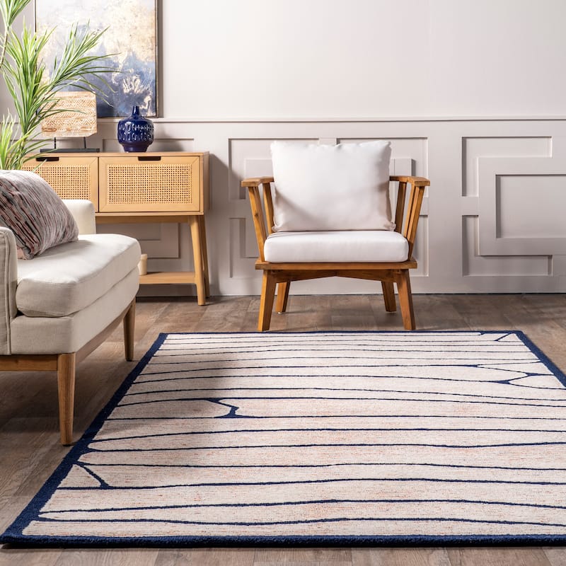 Brooklyn Rug Co Addie Abstract Striped Wool Area Rug Bed Bath