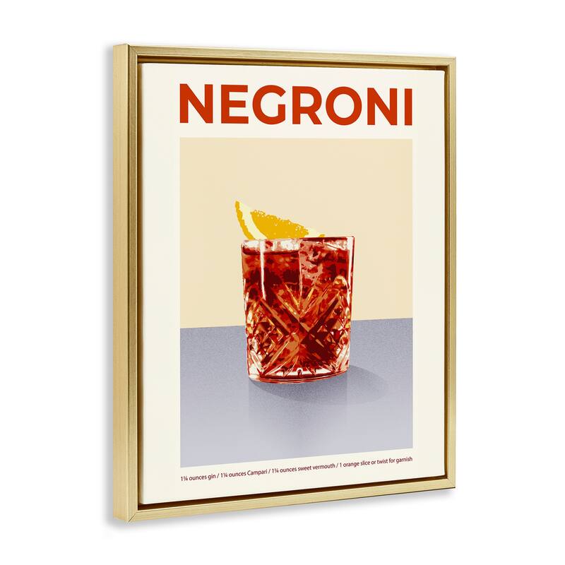 Stupell Negroni Classic Cocktail Framed Floater Canvas Wall Art Design By Victoria Barnes