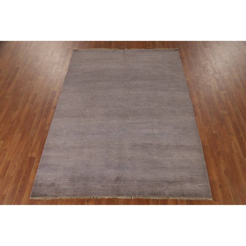 Gray Modern Gabbeh Oriental Area Rug Hand-Knotted Wool Carpet - 5'7"x 7'8"