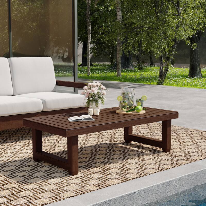 Rectangular Teak Wood Outdoor Patio Coffee Table