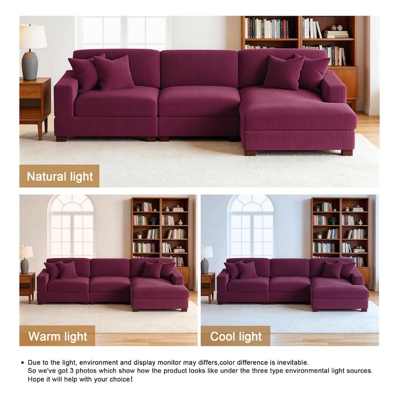 Oversized L-shaped Modular Sectional Sofa with Chaise Lounge