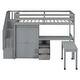 preview thumbnail 48 of 110, Twin/Full Size Loft Bed with Storage Staircase, Wardrobe and Desk, Solid Wood Loft Bedframe with 2 Storage Drawers and Shelves