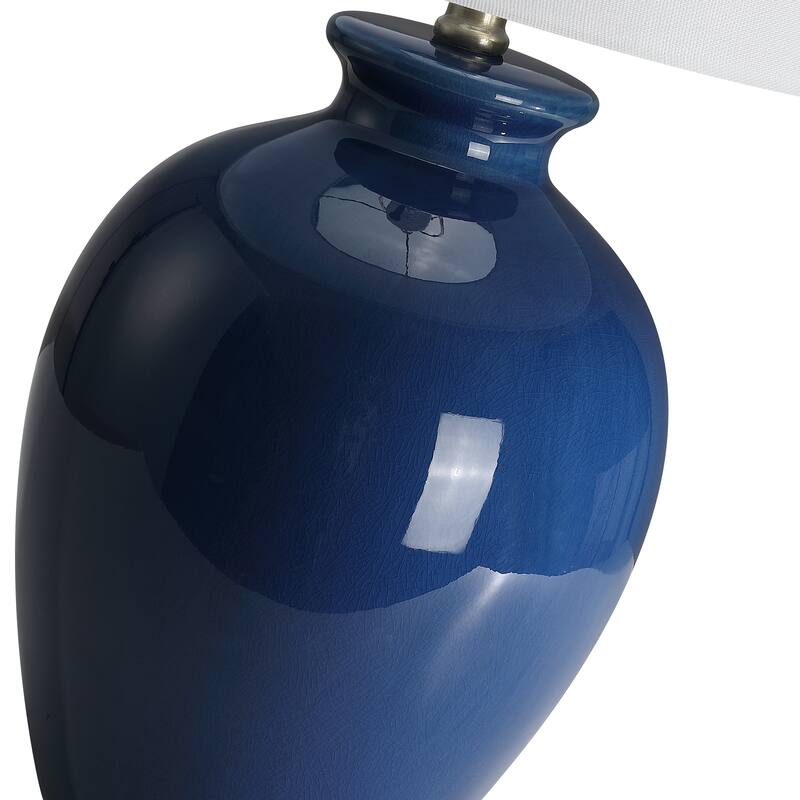 3-Way Ceramic Table Lamp with White Shade - 24.5 in. H