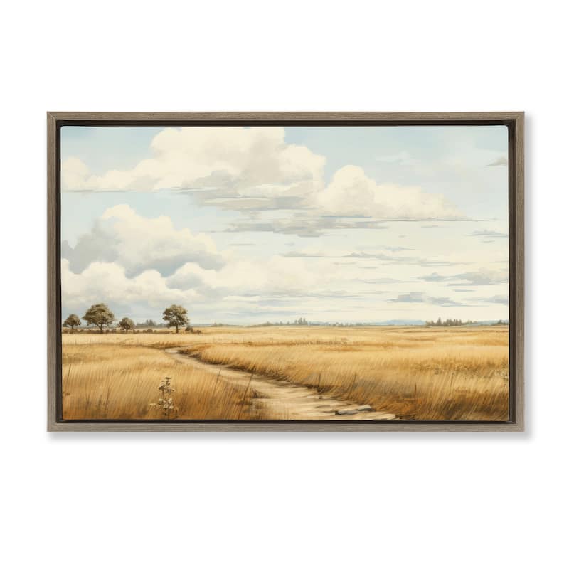 Stupell Path Through Vast Grassland Framed Floater Canvas Wall Art Design By LSR Creative Studio - 31 x 21 - Brown