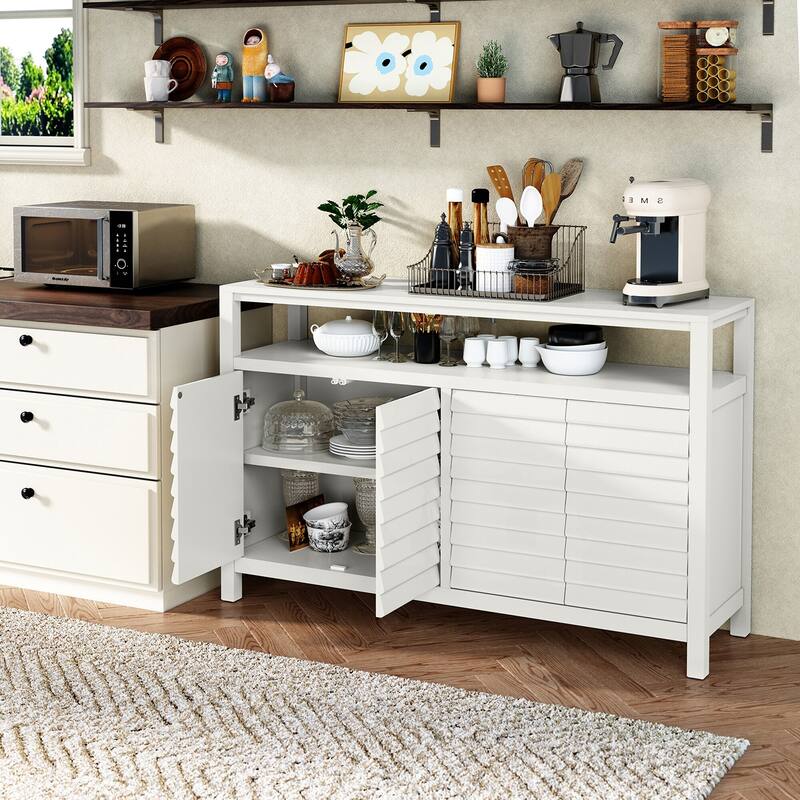 Modern Storage Cabinet, 4 Door Organizer with Adjustable Shelves