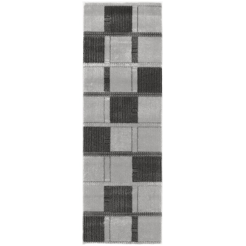 Nourison Nordic Indoor only Geometric Area Rug - 2' x 6' - Grey/Black