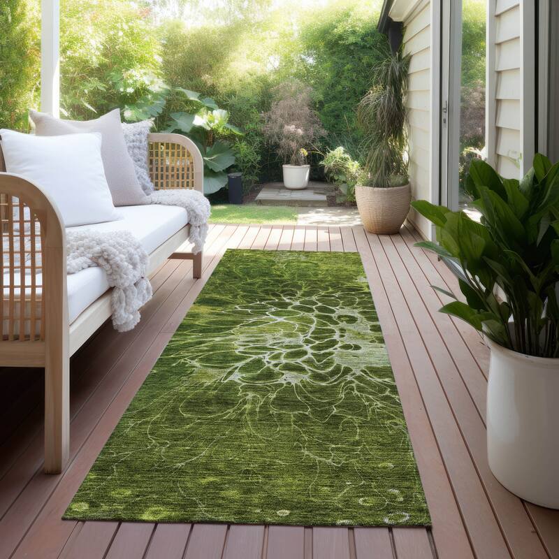 Machine Washable Indoor/ Outdoor Chantille Modern Floral Rug
