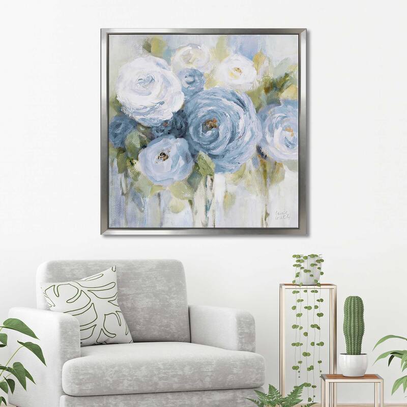 "Softly Blooming In Blue" Print on Floating Canvas