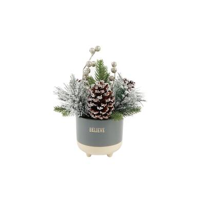 Xmas Mix in Believe Ceramic Footed Pot