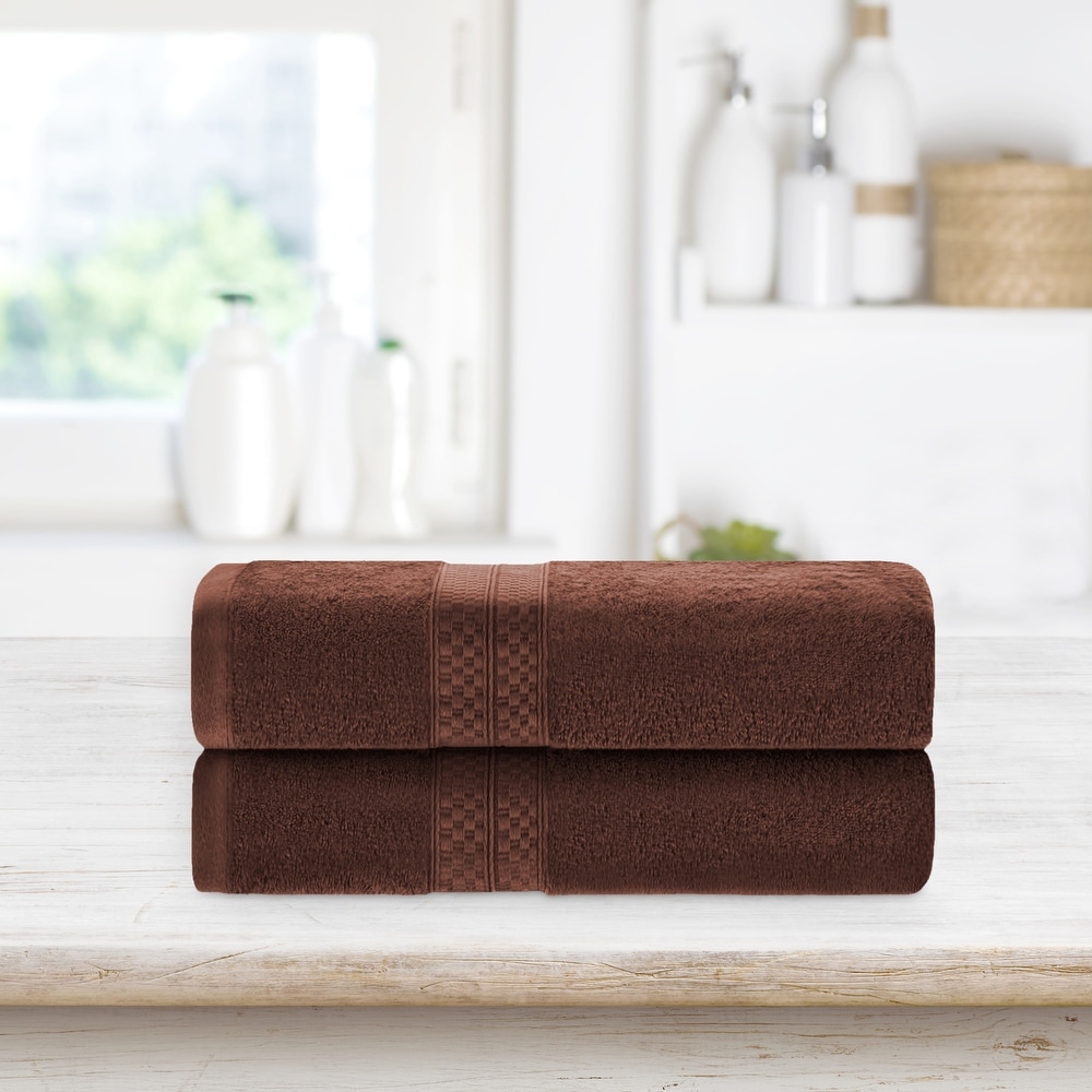 Handmade 3-piece Dark Brown Bath Towel Set Trimmed With Dark Brown