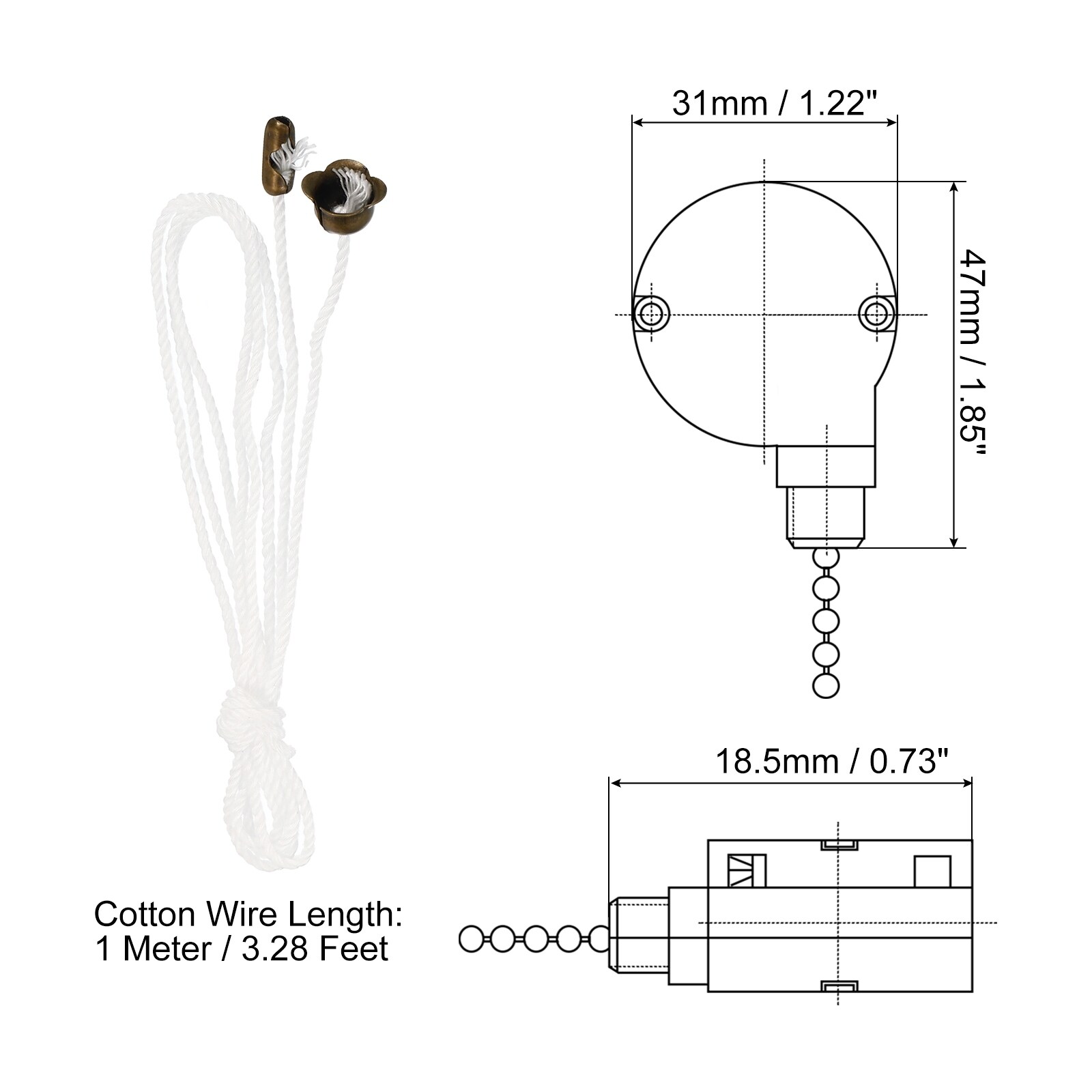 Ceiling Fan Switch 3 Speed 4 Wire ZE-208S Pull Chain Switch