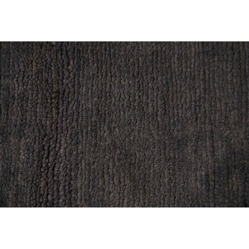 Hand Knotted Oriental 100% Wool Carpet Modern Solid Greys & Charcoal Gabbeh Runner Rug - 9' 9'' X 2' 10''