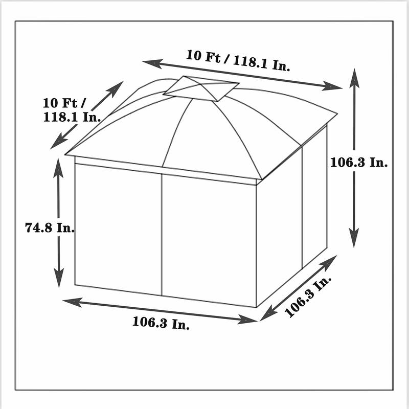 10x10 Ft Outdoor Patio Garden Gazebo Canopy, Outdoor Shading, Gazebo Tent With Curtains