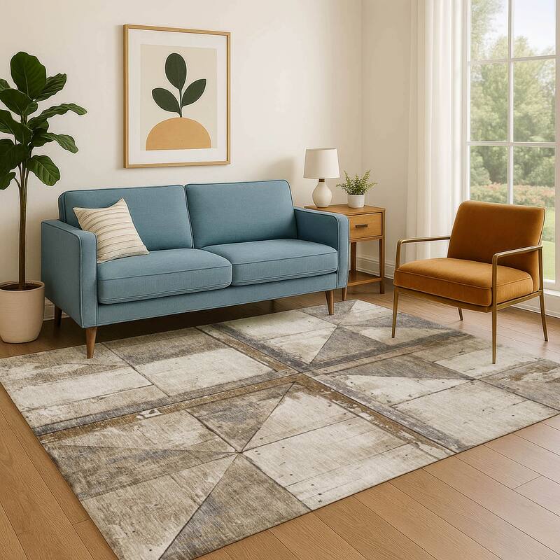 Premium Washable Super Soft Contemporary Geo Mayfield Rug