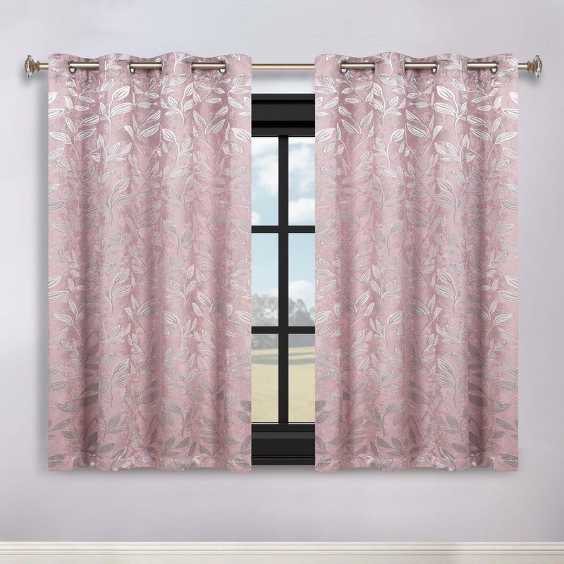 Superior Modern Bohemian Leaves Room Darkening Curtains with Grommets