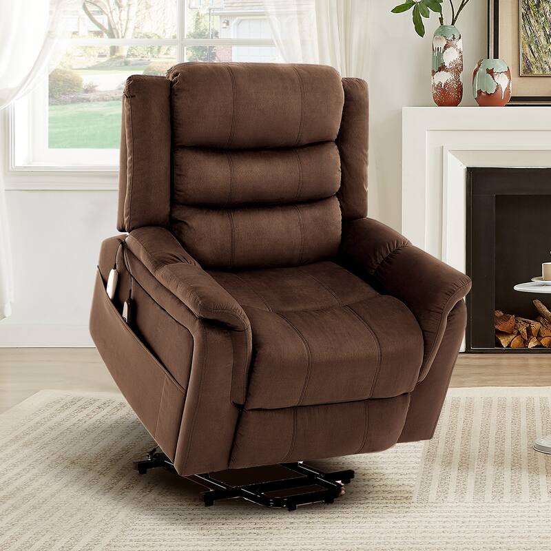 Bestier 37" Power Lift Recliner Chair With Massage and Heating, Electric Lift Recliner Single Sofa with Side Pockets for Elderly
