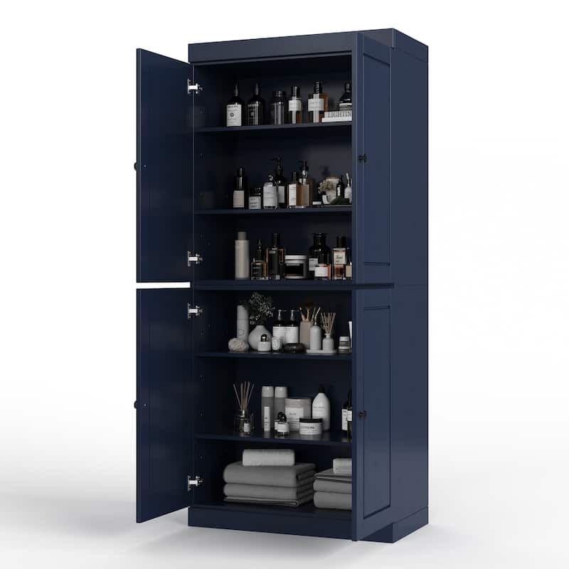 Palace Imports 100% Solid Wood Bathroom & Laundry Storage Cabinet, Raised Panel Doors, Adjustable Shelves, 32" Wide, 71.5" Tall