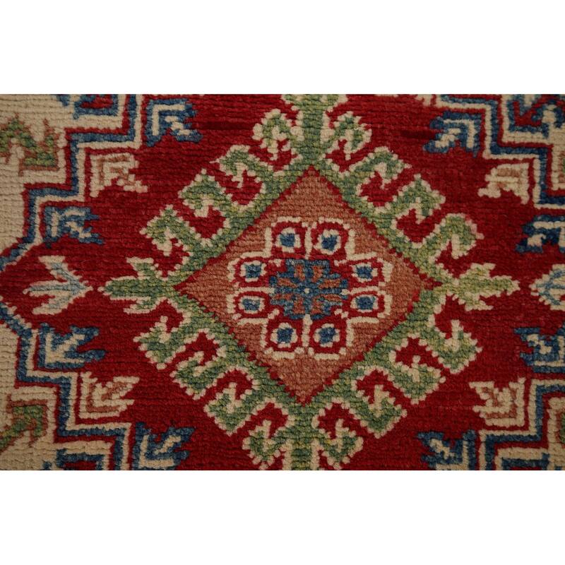 Kazak Oriental Runner Rug Hand-Knotted Traditional Beige Wool Carpet - 2'8" x 25'4"