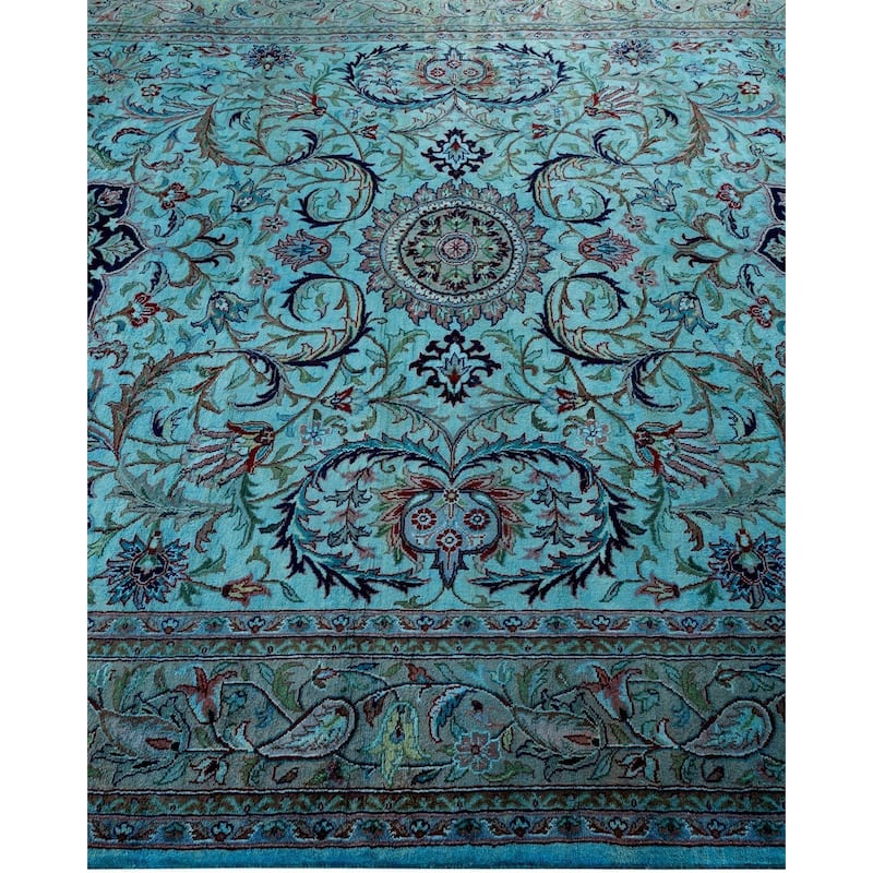 Overton Hand Knotted Wool Vintage Inspired Modern Contemporary Overdyed Blue Area Rug - 6' 0" x 9' 2"
