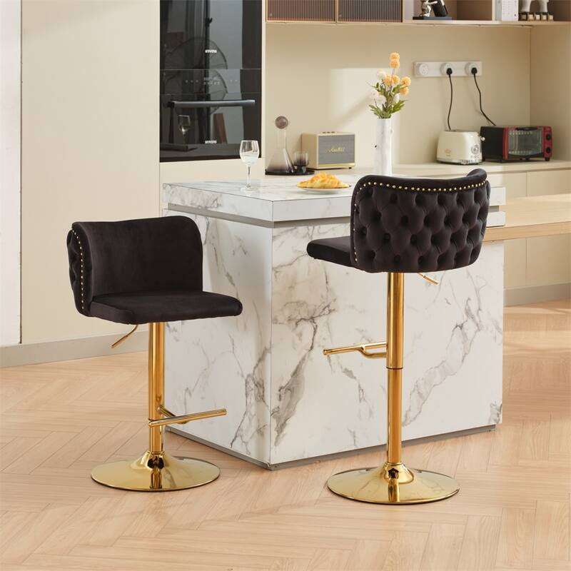 Swivel Barstools Adjusatble Seat Height,Upholstered Bar Stools 2PCS