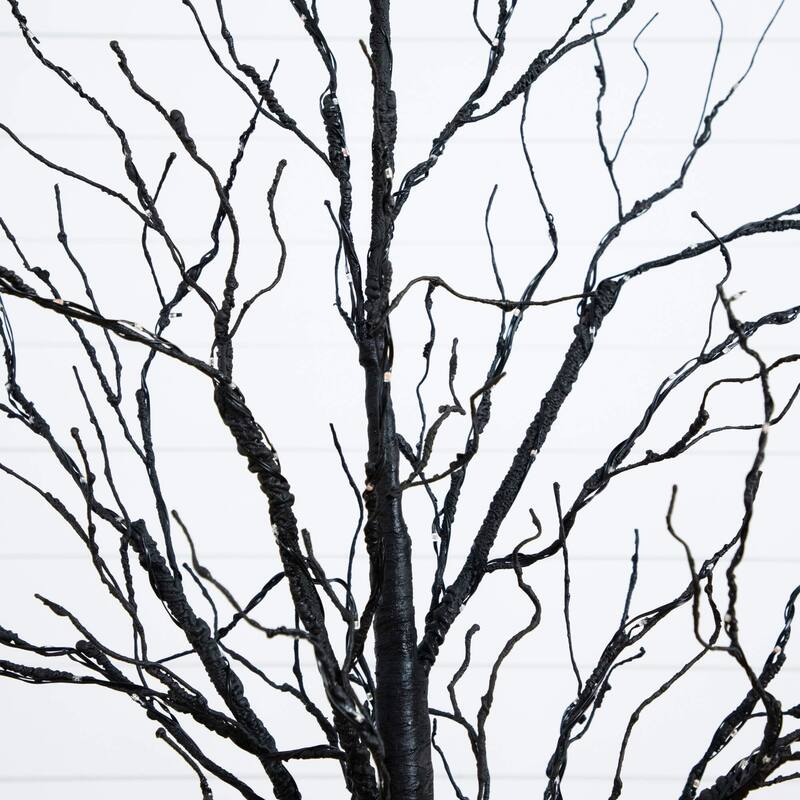 Pre-Lit Black Twig Halloween Artificial Tree - 5' - Multicolor LED Lights