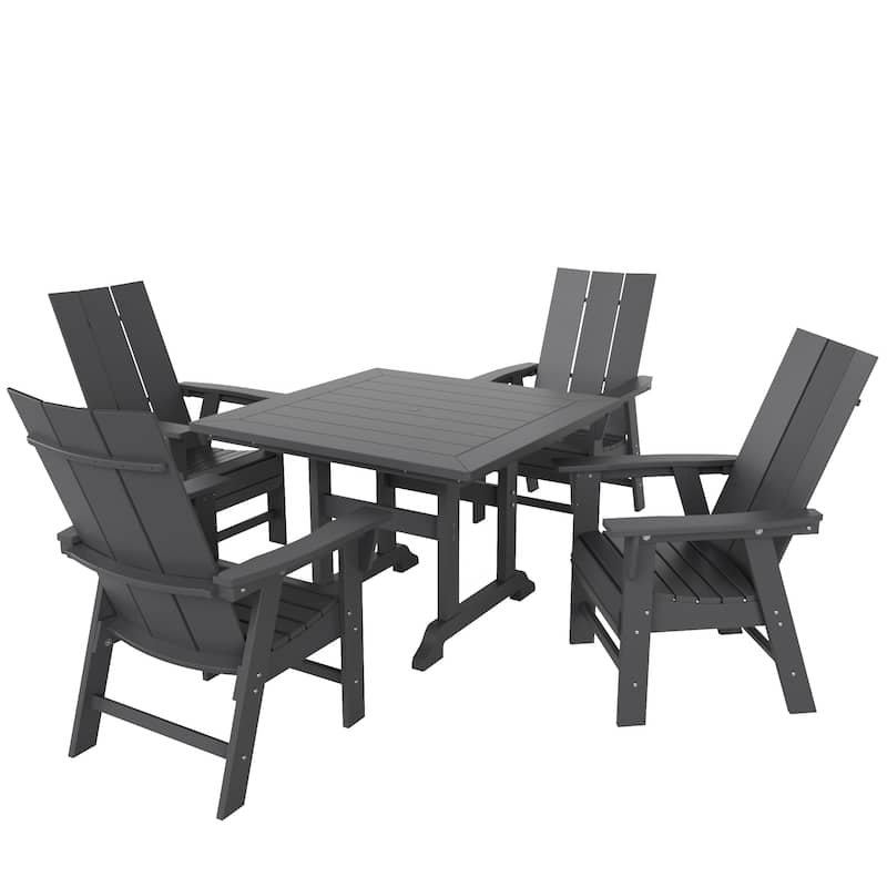Shoreside 5-Piece Square Poly Eco-Friendly All Weather Outdoor Dining Set with Armchairs