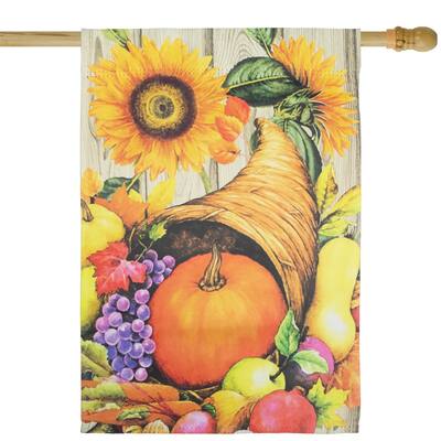 Cornucopia and Flowers Autumn Harvest Outdoor House Flag 28" x 40" - 28" x 40"
