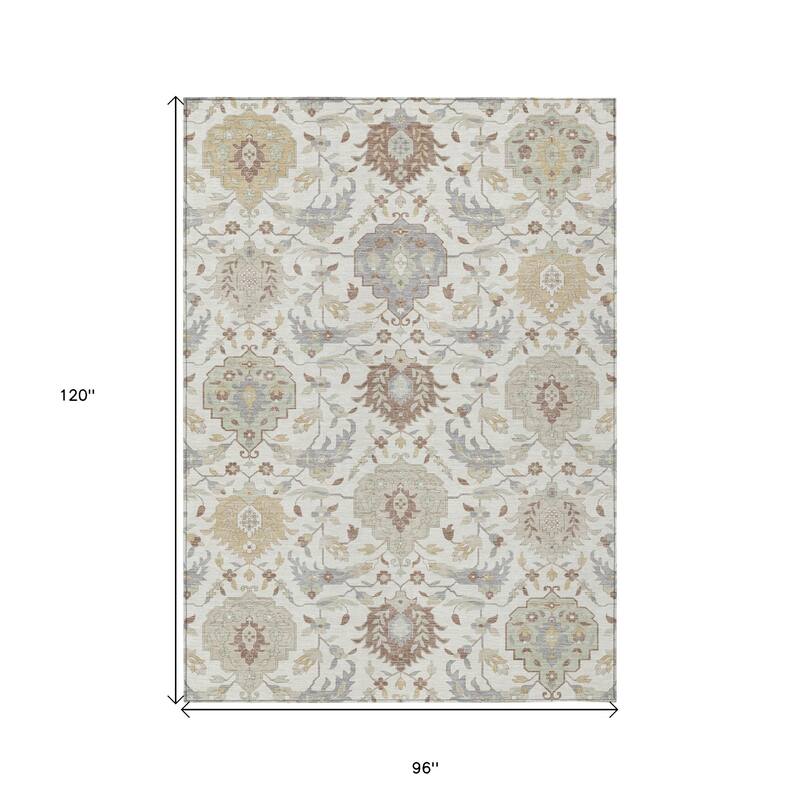 HomeRoots Damask Traditional Rectangle Outdoor Rug