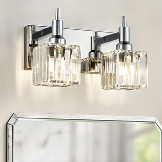 ExBrite 3-Light Bathroom Vanity - Crystal Wall Sconce Modern Mirror Lighting