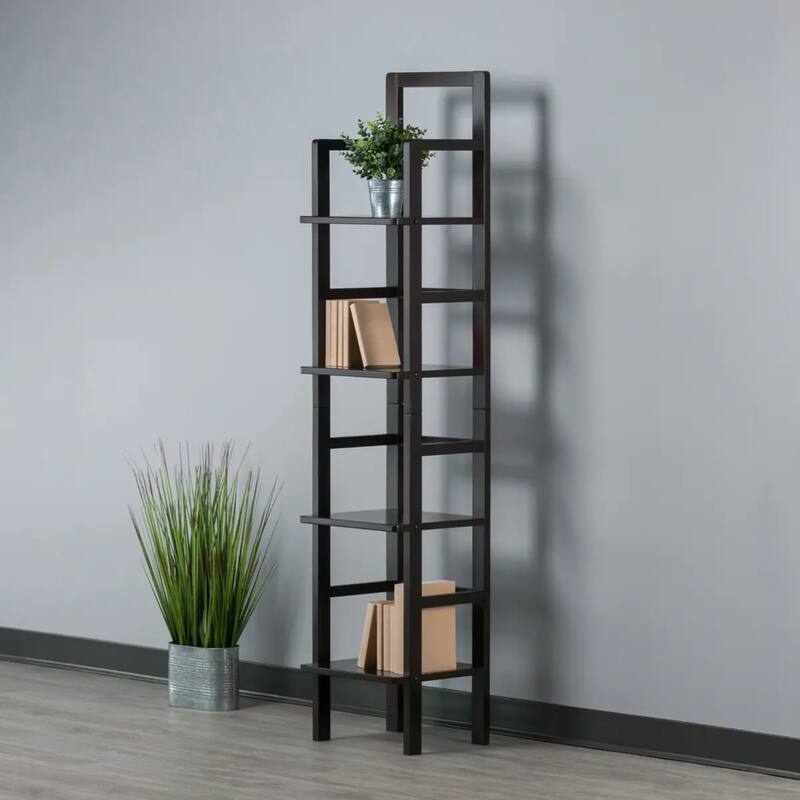 Tall 4 Tier Narrow Tall Storage Corner Shelf Rack - 70.75" - Coffee Brown