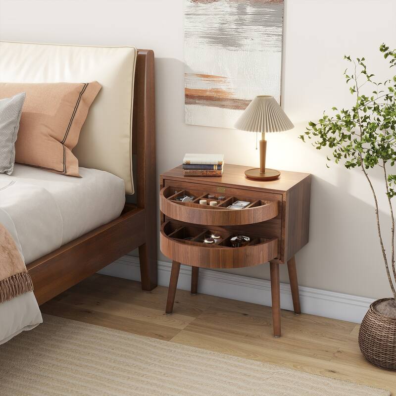 22.25 in Rotating Hidden Compartment Nightstands - Dark Oak - 1-drawer