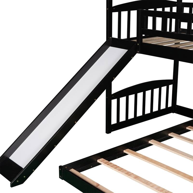 Merax House Bunk Bed with Slide, Twin Over Twin Bunk Bed with Slide
