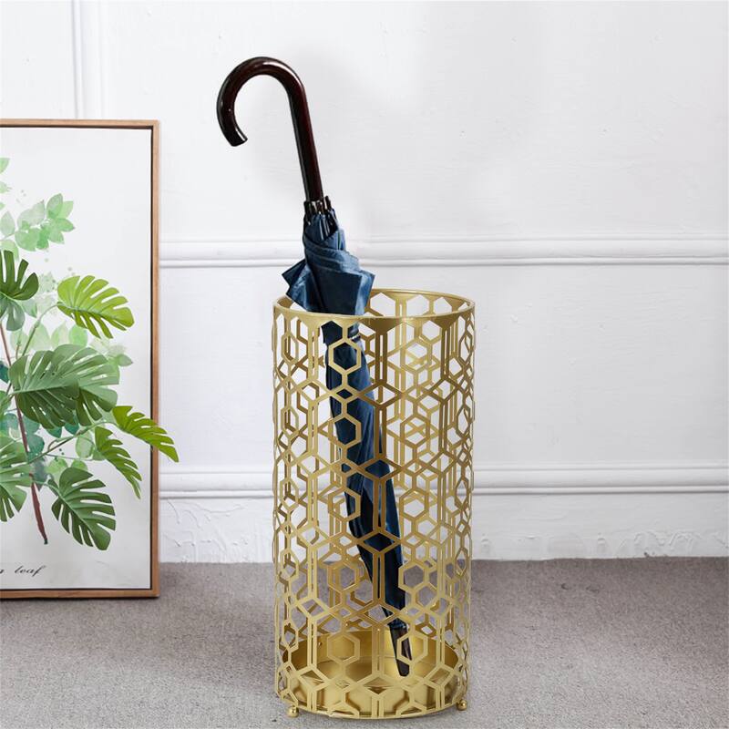 Adeco Multipurpose End Table Metal Shelf Holder Organizer Entrance Umbrella Stand - 9. 25" x 9. 25" x 18. 78"