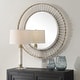 preview thumbnail 3 of 4, Textured Glass Round Wall Mirror - 40.5" - Brushed Gold Finish