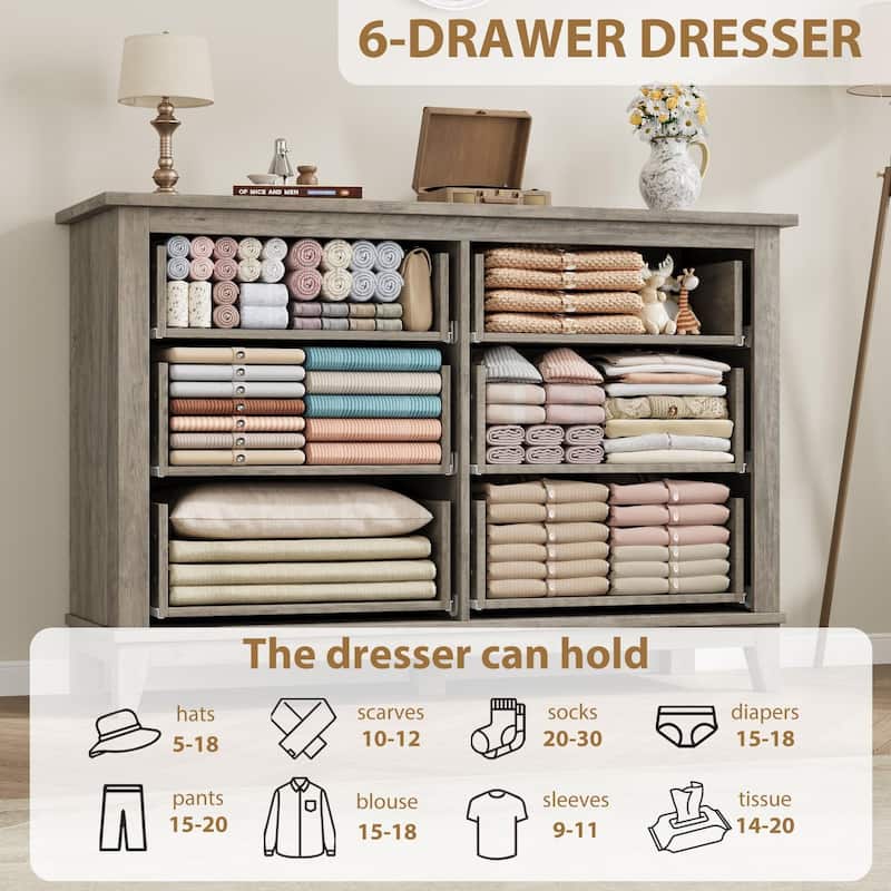 47" Wide Drawer Dresser, with Storage Freestanding