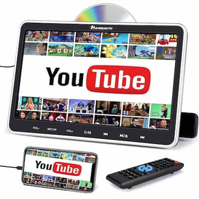 NAVISKAUTO 10.1'' DVD Player for Car with Headrest Mount, HDMI USB SD AV OUT IN