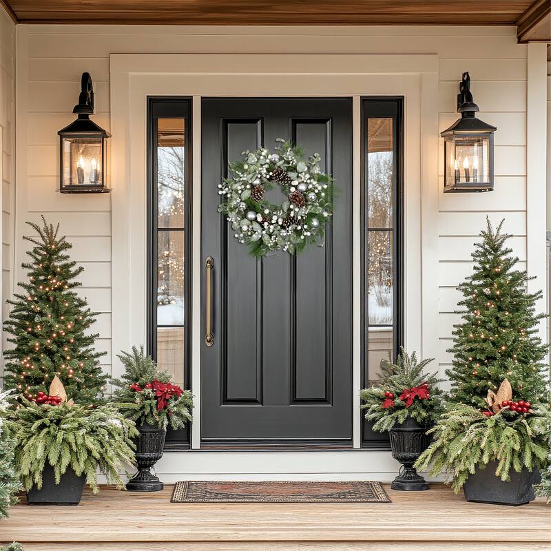 Mixed Pine with Pinecones and Ornaments Artificial Christmas Wreath - 28" - Unlit