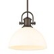 preview thumbnail 12 of 13, Hines 1 Light Pendant Rubbed Bronze/Opal Glass