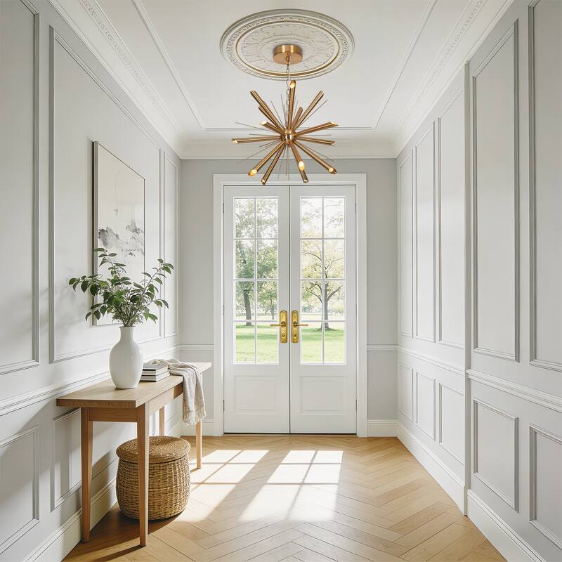 Modern Gold 15-Light LED Sputnik Chandelier for Living Room Hallway Foyer - D25.2"*H18.9"