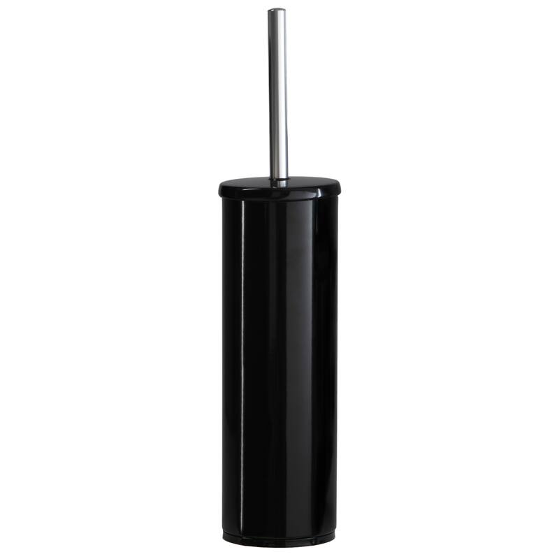 Bath Bliss Modern Aluminum Deluxe Stainless Steel Toilet Brush with Removable Liner in Black