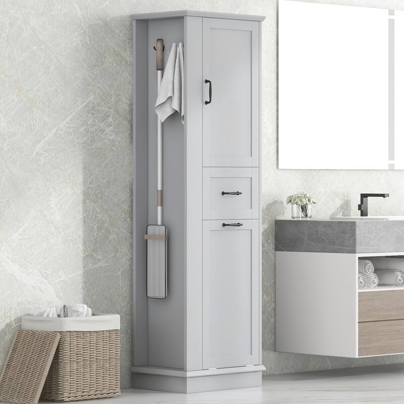 67.8 in.H Modern Tall Storage Cabinet with Tilt-Out Compartment and Adjustable Shelves for Bathroom and Home Organization