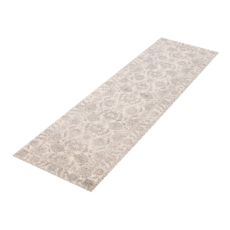 ECARPETGALLERY Hand-knotted Heritage Grey Silk, Wool Rug - 2' 7" x 8' 7"