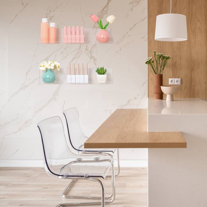 Acrylic Floating Shelves for Wall, Acrylic Shelves for Bathroom Bedroom and Kitchen Room Wall Display Shelf Clear