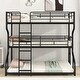 preview thumbnail 3 of 11, Industrial Concise Style Full XL over Twin XL over Queen Size Triple Bunk Bed,Metal Bed with Two Size Ladder on Each Side